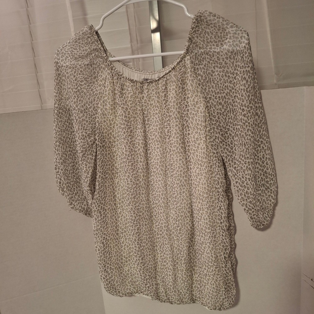 Elena Baldi Womens Silk Leopard Overlay Lined Bubble Hem Blouse Italy Small S